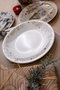 Hermia NNZG21DUS6885684 Juego de Servir Pasteles Porcelana, 6 Piezas, Elegante para Navidad, 21 x 21 x 2 cm
